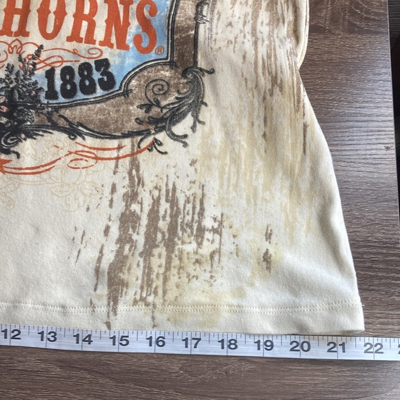 Vintage Y2K Creative Apparel Large University of Texas Cream 3/4 Sleeve L Tee - Picture 7 of 8